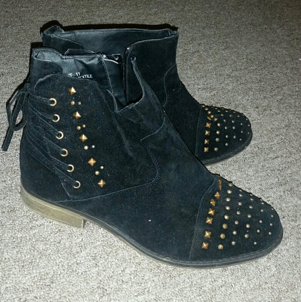 Black studded ankle boots size 11 women's
