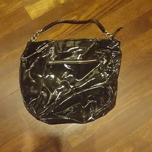 Patent black leather purse