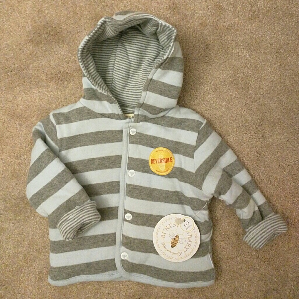 NWT Burt's Bees Baby Reversible Hoodie 6-9 Months