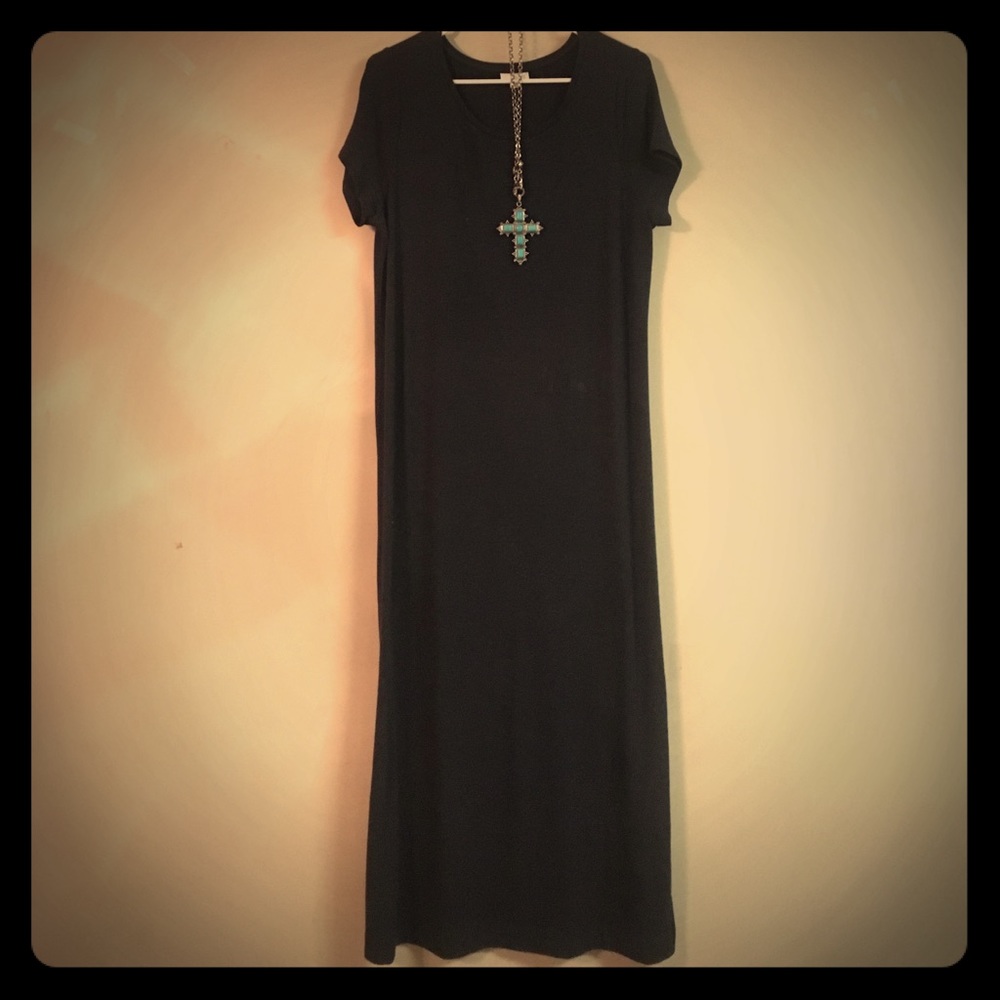 J. JILL CHARCOAL DRESS WITH SIDE SLITS, SIZE: M