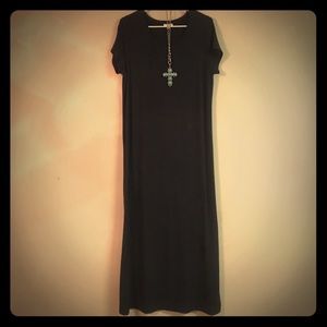 J. JILL CHARCOAL DRESS WITH SIDE SLITS, SIZE: M