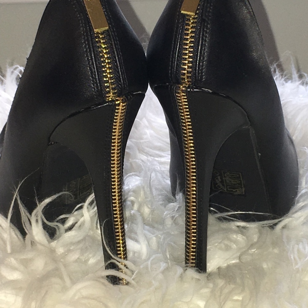 Black zipper back heels
