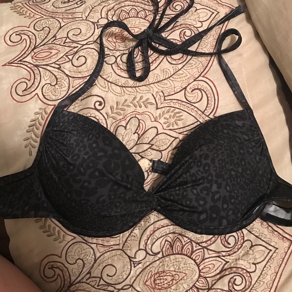 FINAL SALE PRICE black cheetah push up bikini top