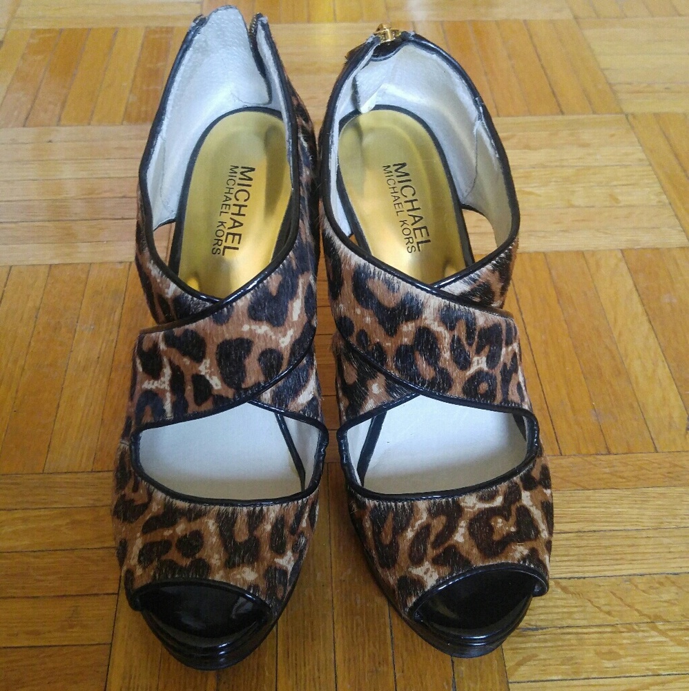 Michael Kors Leopard Leather Sandals