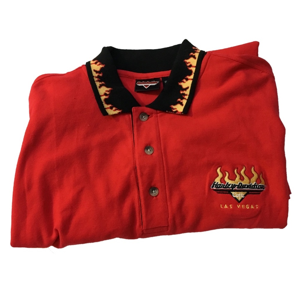 Vintage Harley Davidson Fire Tee Polo