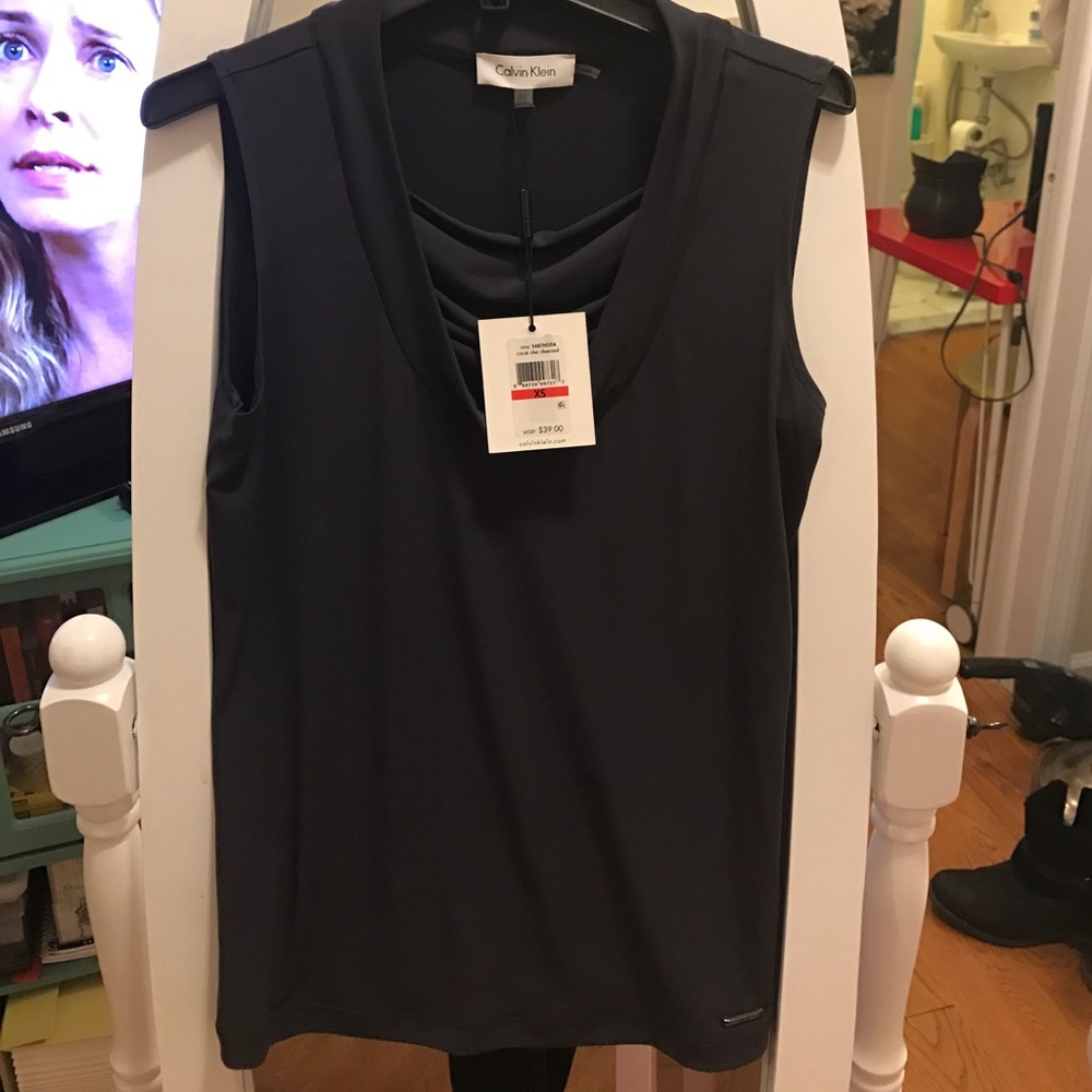 NWT Calvin Klein charcoal work tank blouse, XS