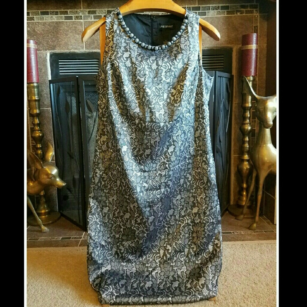 Dressy Lane Bryant Silver & Black Lace Dress