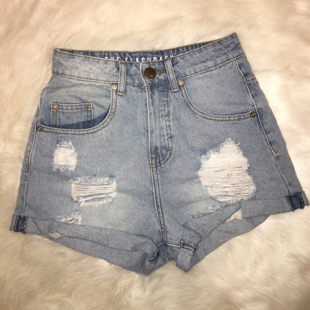 Light Wash High Waisted Denim Shorts