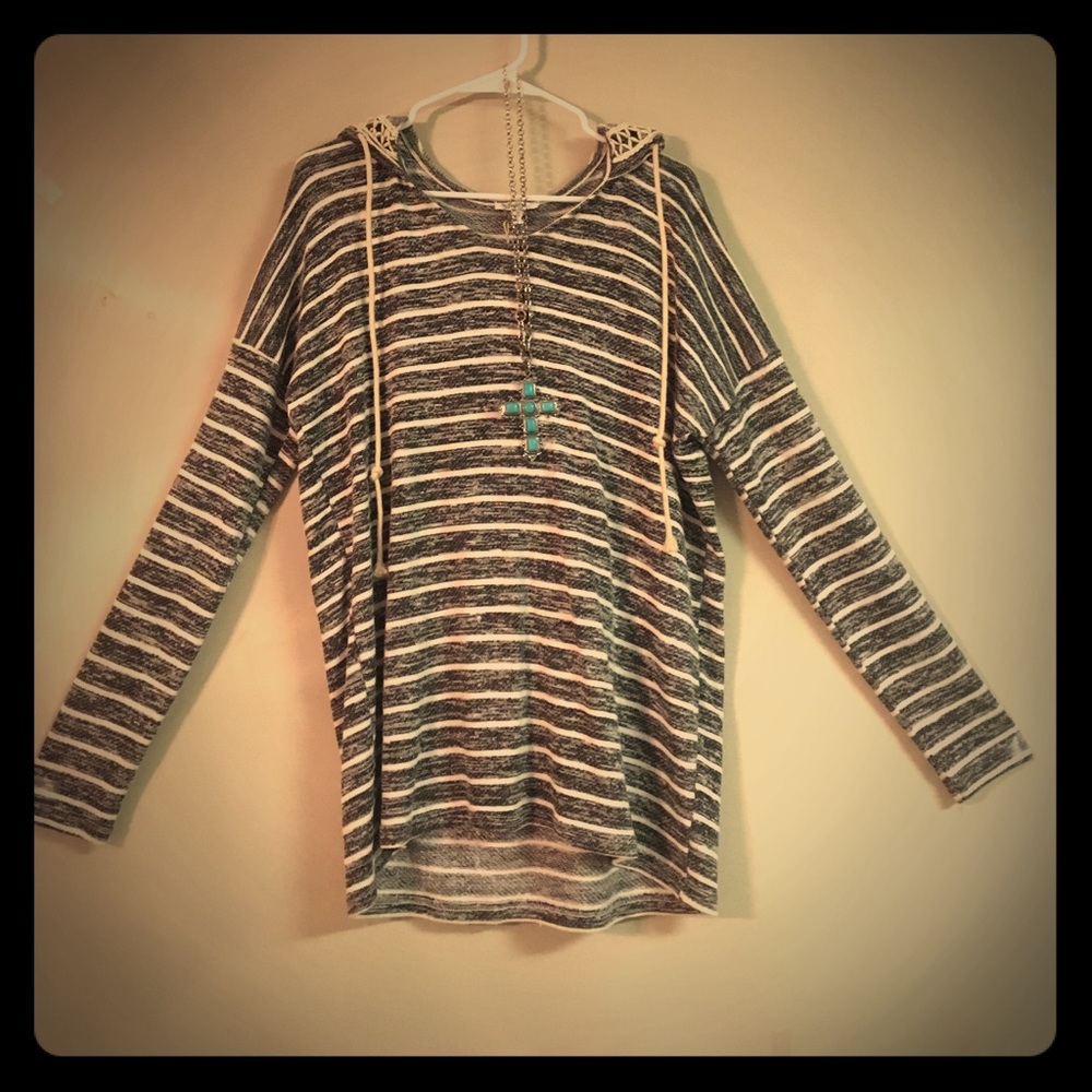 BOHO HOODED TUNIC, SIZE: L