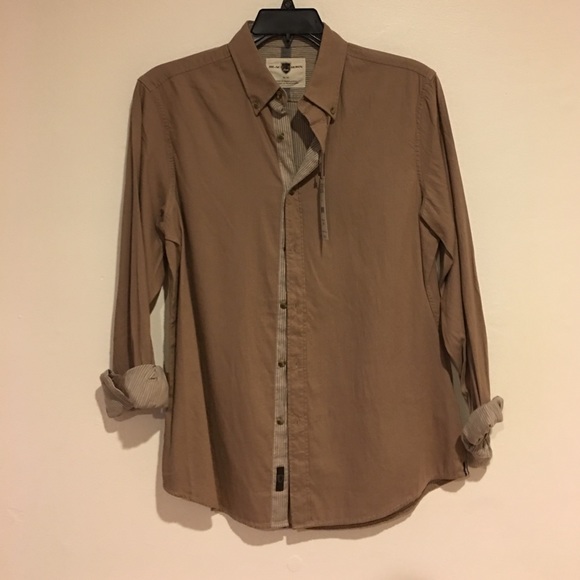 Men's Black Brown 1826 Tan Dress Shirt - Picture 1 of 3