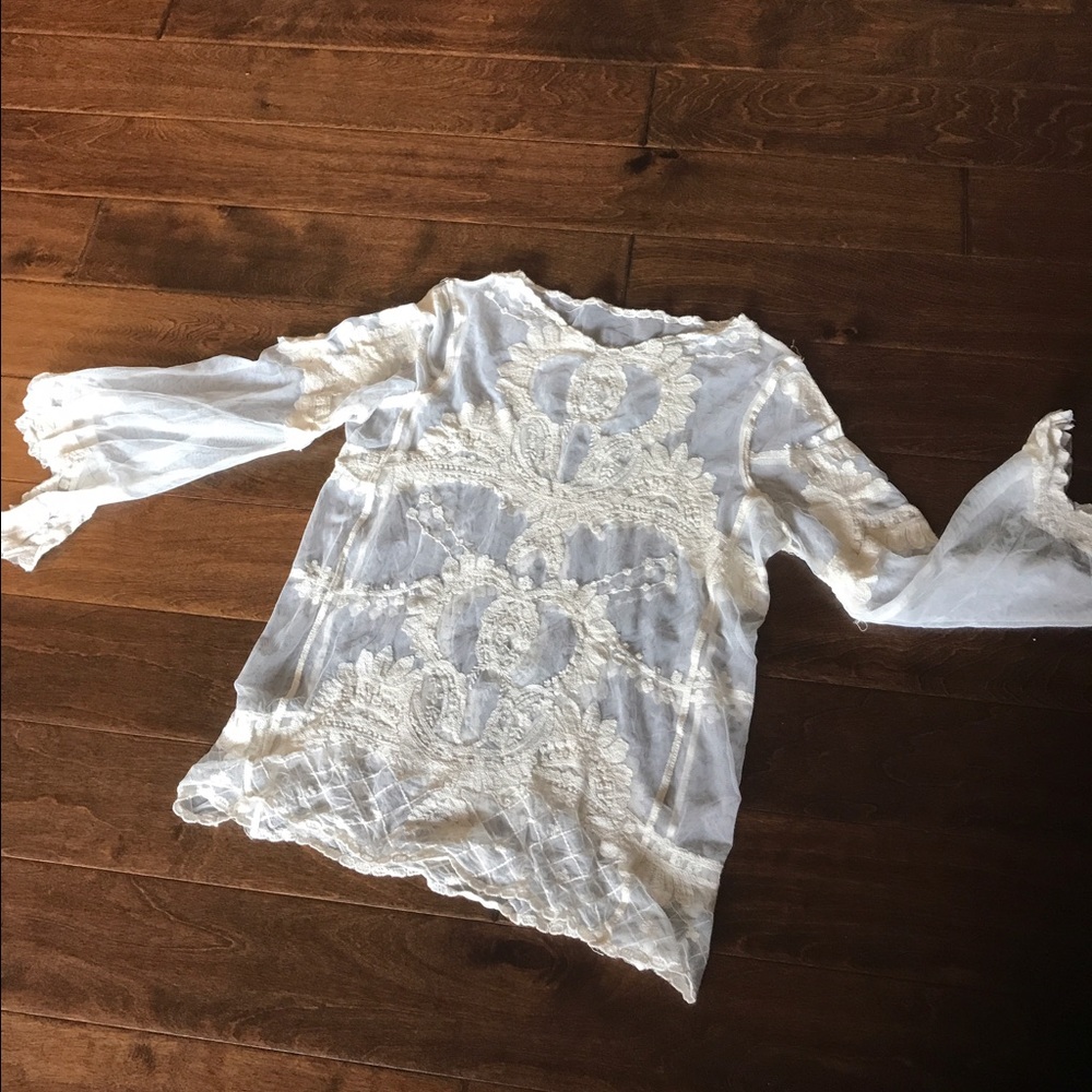 💕 Cream Lace Bikini Cover Up Size Small - Picture 3 of 7