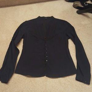 V-Neck Laced Button Down S