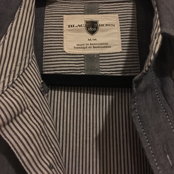 Men's Black Brown 1826 Navy Blue Dress Shirt - Picture 2 of 3