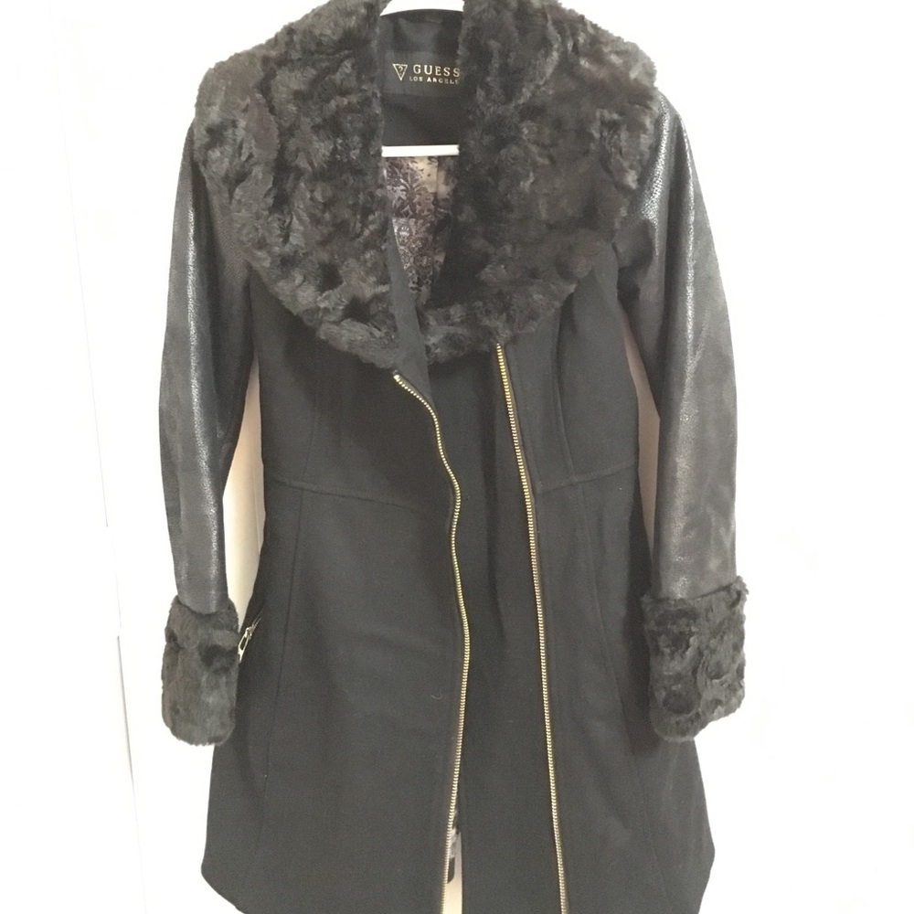 Wool and faux leather jacket