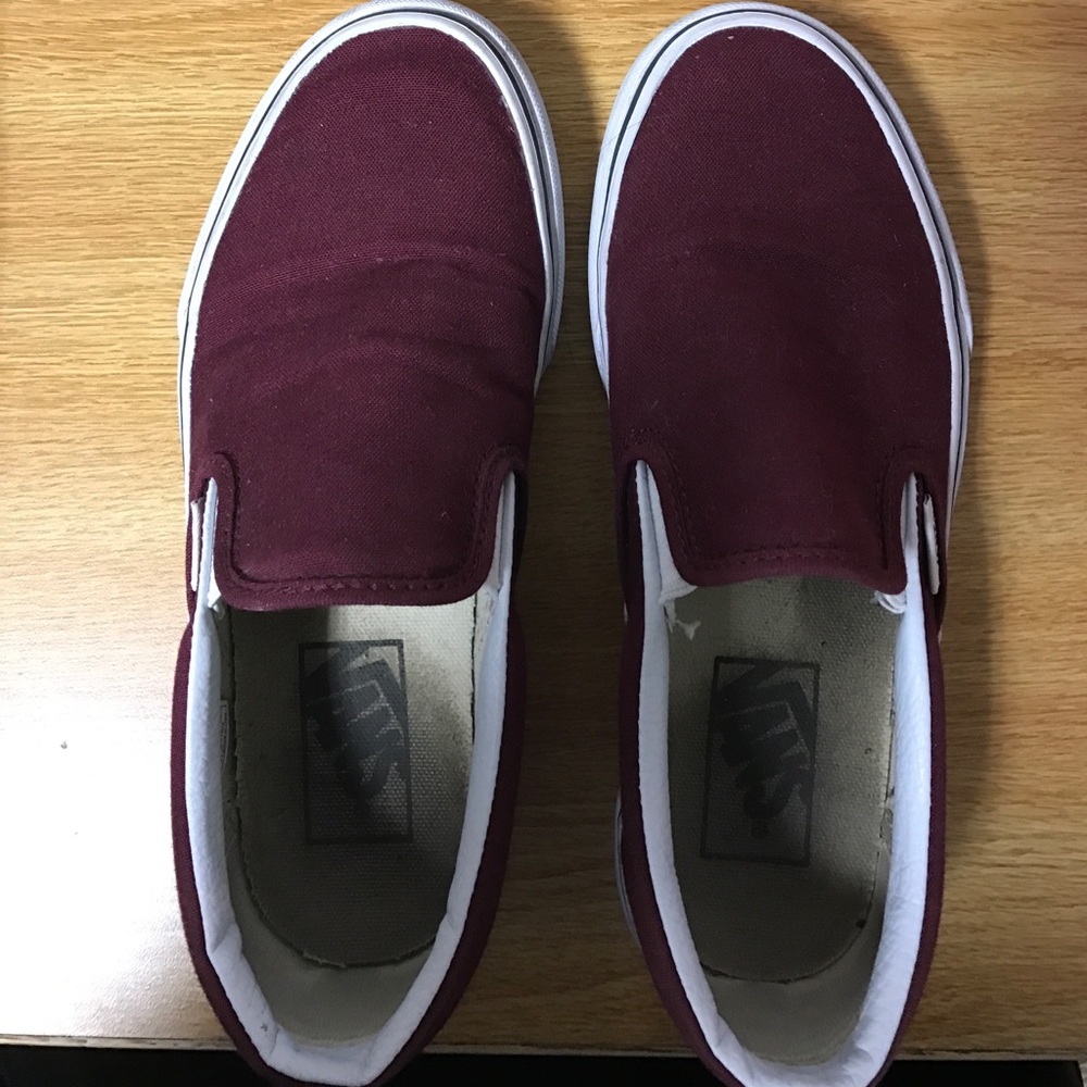 Burgundy slip on vans