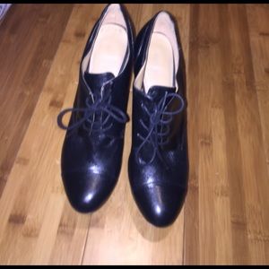 Leather Platform Lace-Up Heels