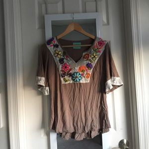 Floral embroidered shirt
