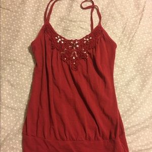 Ruby red bedazzled tank top!