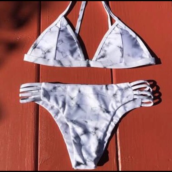 Zaful Other - White Marble Bikini