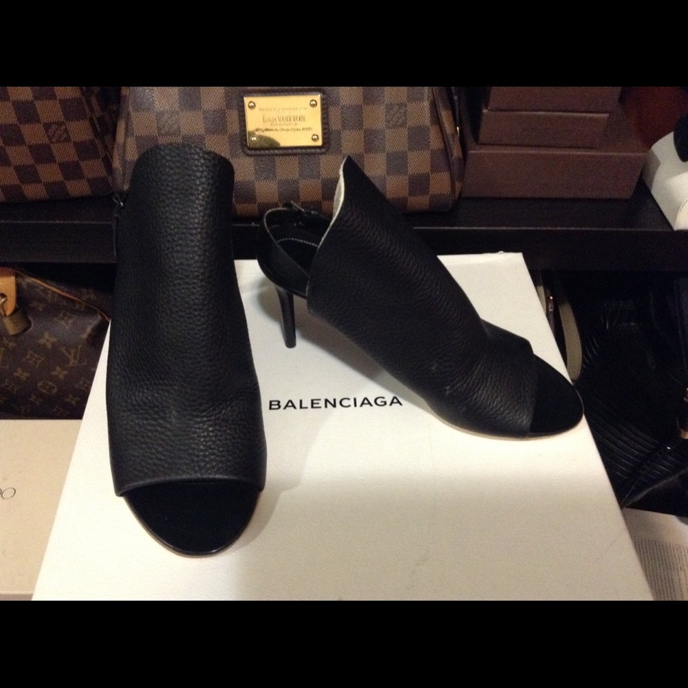 Balenciaga Lambskin Open Toe Heels