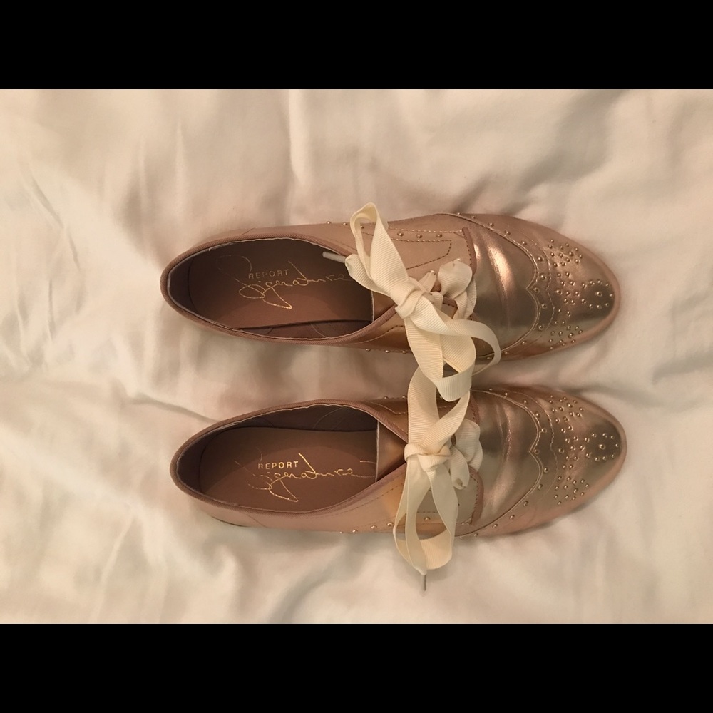 rose gold oxfords with ribbon laces