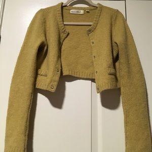 Anthropologie cropped green cardigan