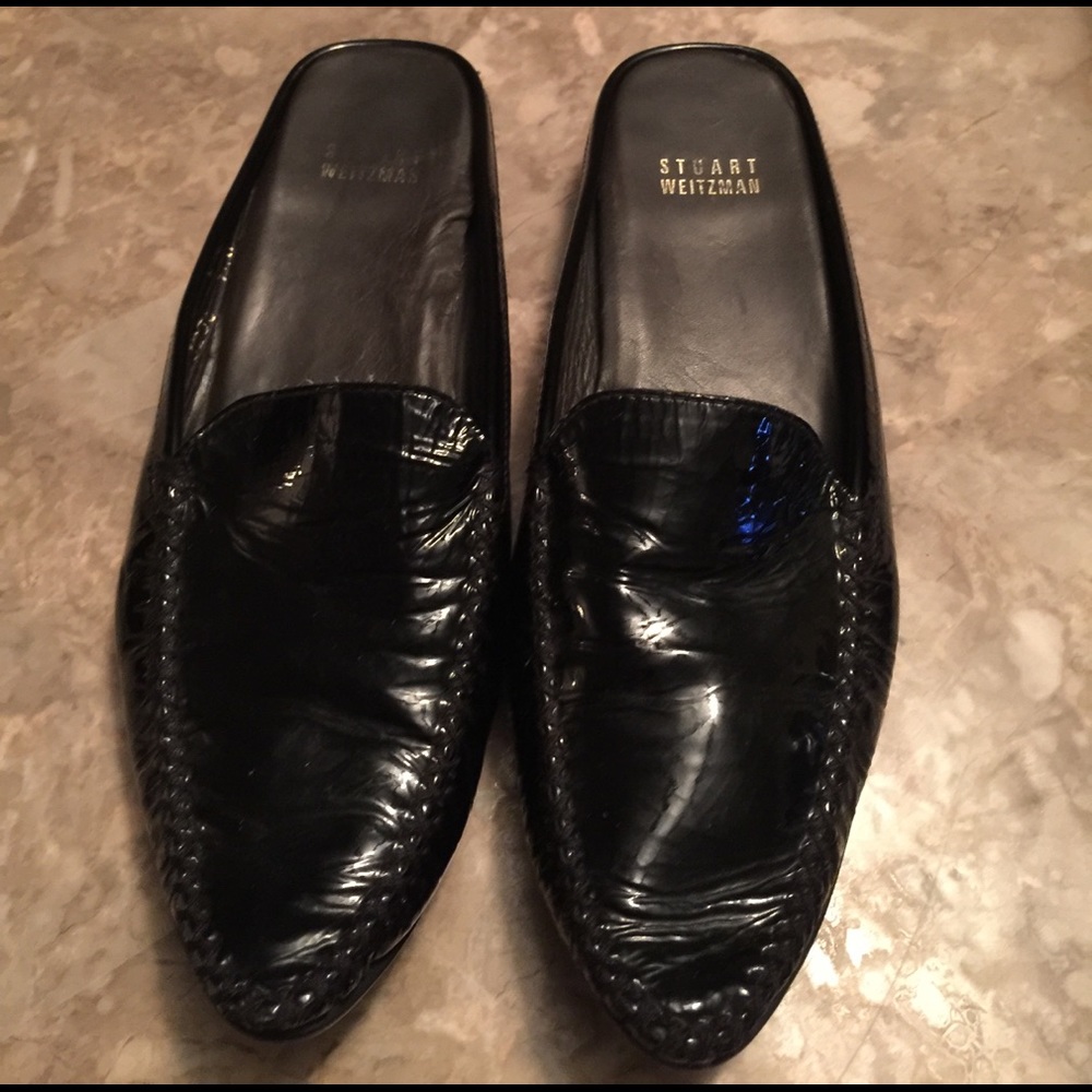 Stuart Weitzman Black Halfback Mules