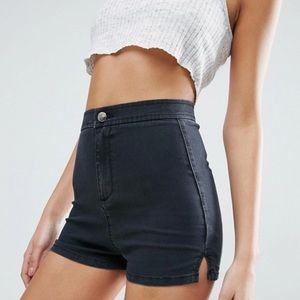 ASOS high waisted black denim shorts