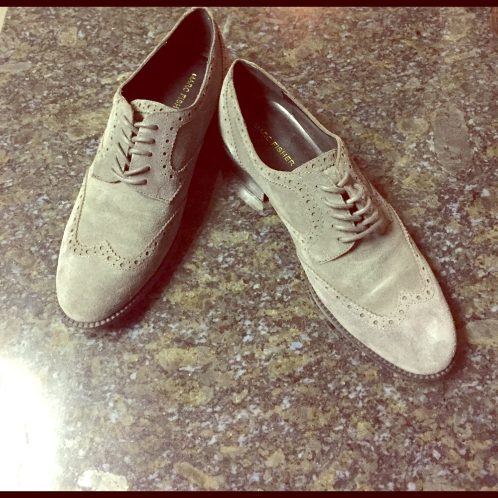 Marc Fisher "Kathie" Grey Suede Oxfords