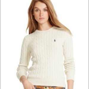 Ralph Lauren Cream Cableknit Sweater
