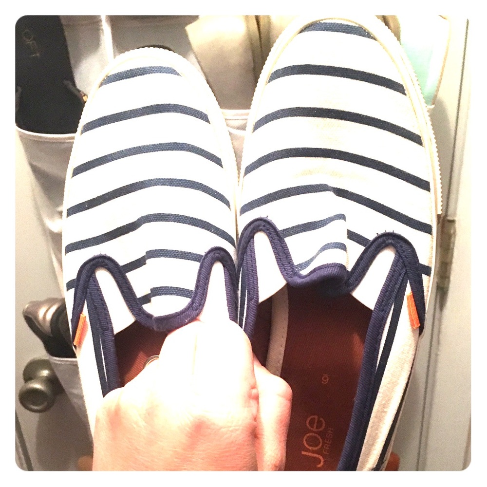 Striped slip on sneakers