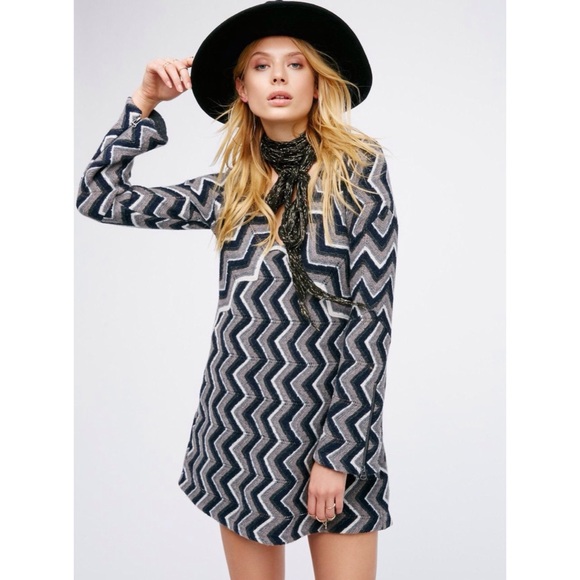Free People Rhiannon Chevron Sweater Mini Dress - Picture 3 of 8