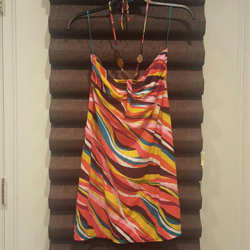 Multi-colored dress with beaded strap!