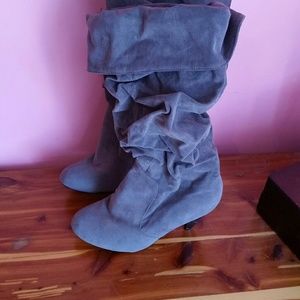 Grey heeled boots