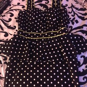 A Polka Dot Black, White, and Yellow Dress