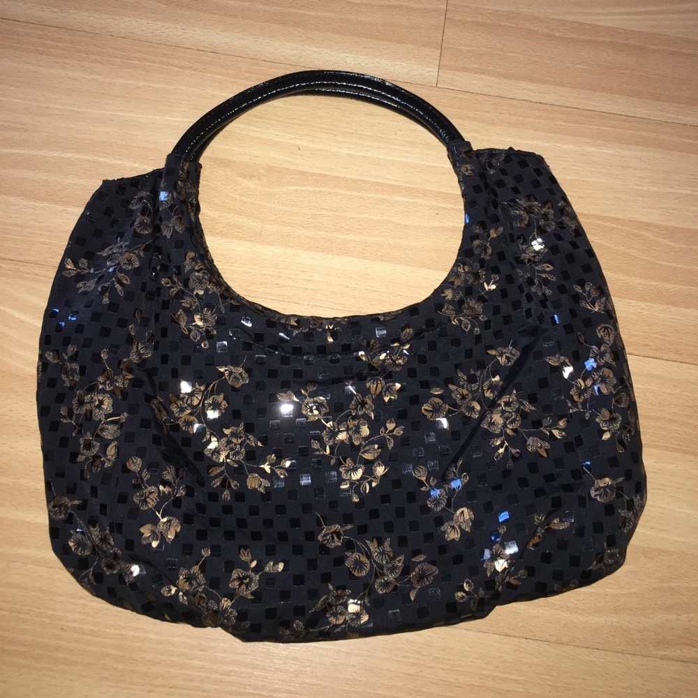 Black & Gold Floral Bag