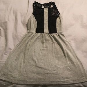 Gray with black lace mini dress