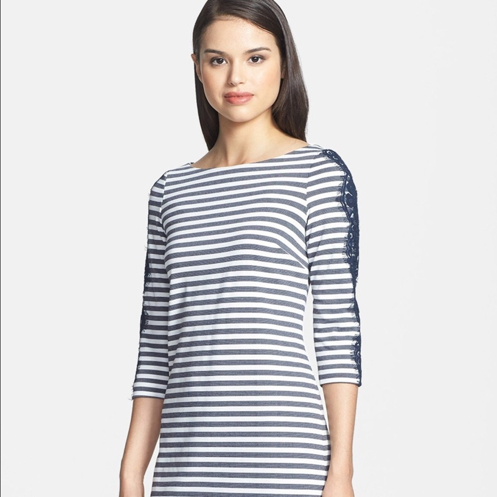Eliza J NWT Lace/ Stripe Ponte Dress