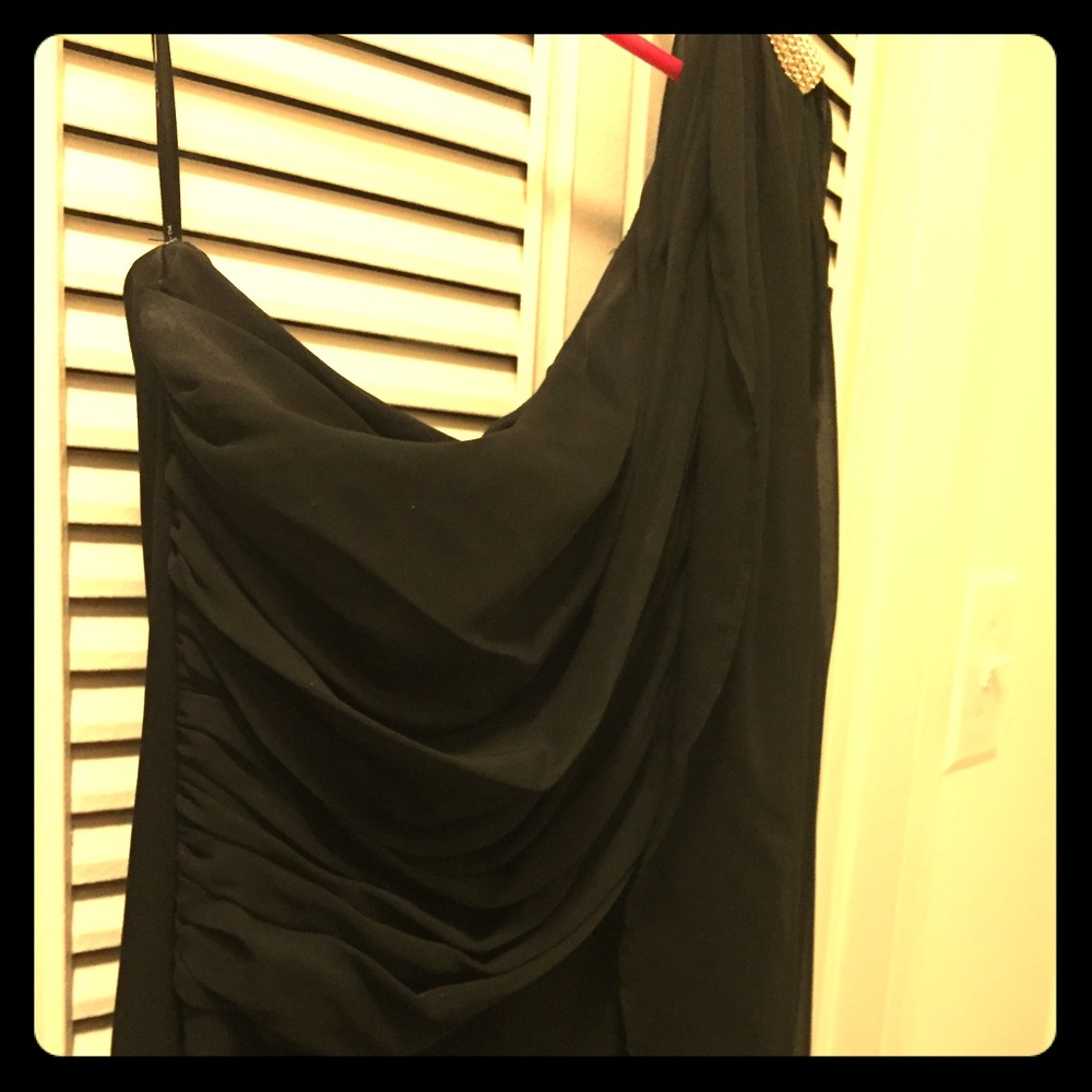 Gorgeous Black Asymmetrical Evening Gown