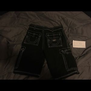 True Religion Black & White Stitched Shorts