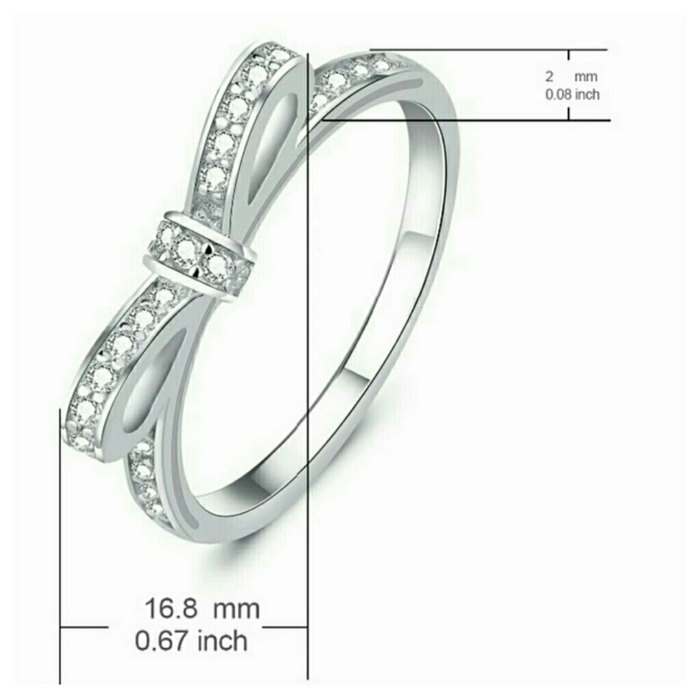 (Size 5) 💖H.P. 💖 5🌟 925 Bow Tie CZ Ring - Picture 2 of 8