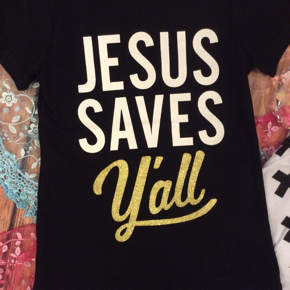 Boutique Toddler Girl 4pc Outfit Jesus Saves Y'all - Picture 3 of 4