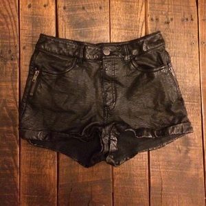 SALE!! H&M black leather shorts!