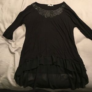 Black high low top with sequin detail