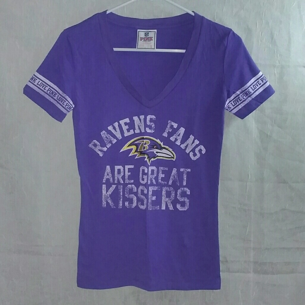 VS PINK NFL BALTIMORE RAVENS V-NECK TEE - (S)
