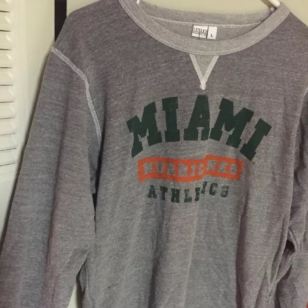 Miami Hurricanes size large crew neck sweatshirt