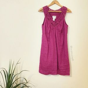 Max Studio MJJP  Linen Crochet V Neck Dress M