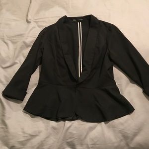 Peplum hook front blazer