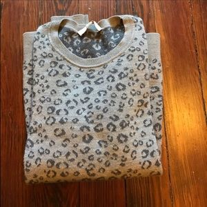 LOFT Animal Print Gray Sweater