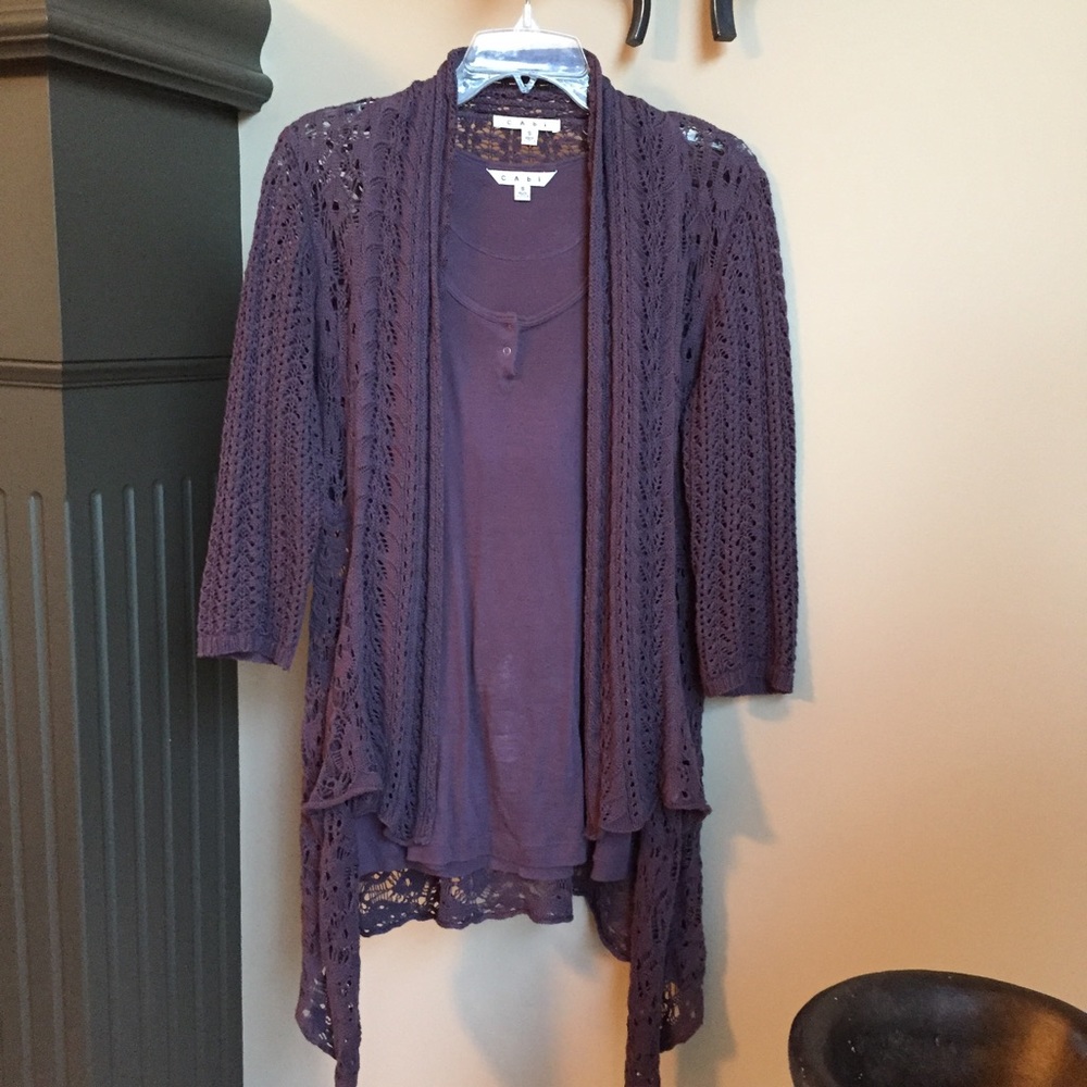 🌼SALE🌼! CAbi S eggplant sweater and tshirt tank